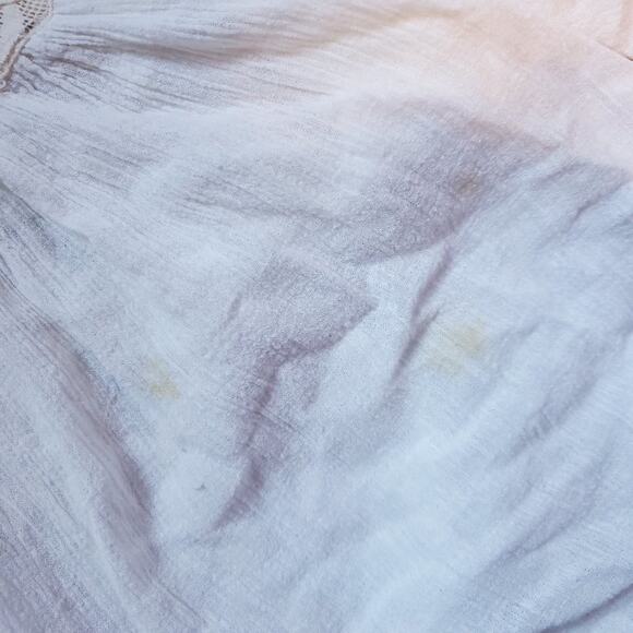 Vintage 60s 70s Ivory Bell Sleeve Mai Dress Gown Lace Angelic Bohemian Chic - Picture 7 of 13